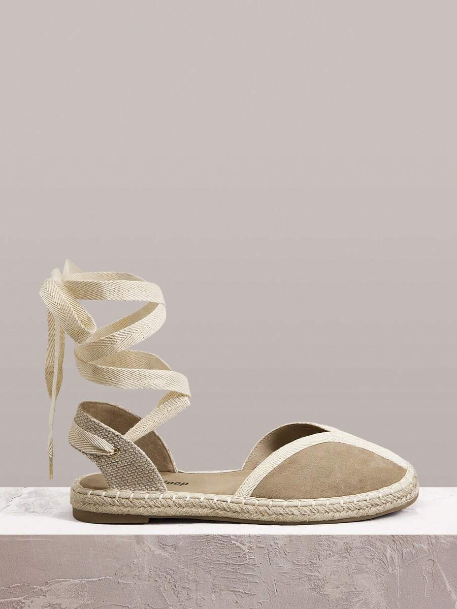 Styleloop Women's Beach Vacation Style Tie-Up Flat Sandals - Khaki - View 1