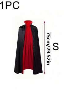 Halloween Vampire Cloak Red And Black Double Collar Death Cloak Death Cloak Pirate Cloak Witch Cloak Costume Props - 黑紅 - 查看 10