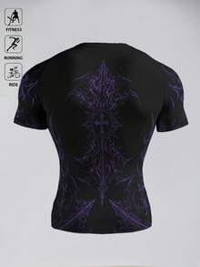 GymBeat Men's Gothic Print Short Sleeve Casual Fitness Workout T-Shirt - Multicolor - View 4