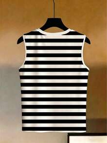 Áo tank top không tay cổ tròn kẻ sọc cỡ lớn dành cho nữ - Nhiều màu - Xem 2