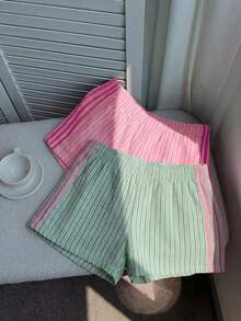 Comfortcana 2条装女士夏季撞色抽绳短裤，适合日常通勤、约会、派对、秋冬夏三季、圣诞节、新年、感恩节、婚礼、海滩、毕业典礼、时尚、优雅、休闲、外出、约会、预订、通勤、闪亮、情人节、优雅、度假、休闲、Y2K、外出、毕业典礼 - 彩色 - 查看 4