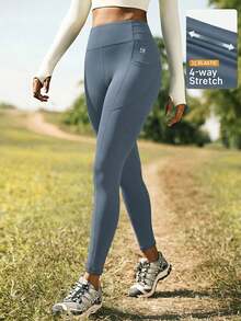 In My Nature Women's Casual Sports Outdoor High Waist Leggings - Dusty Blue - View 3