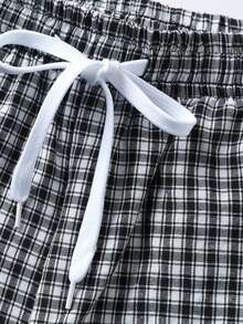 VIVINTIMO Men's Casual Drawstring Plaid Summer Versatile Sports Shorts, Holiday - Black and White - View 4