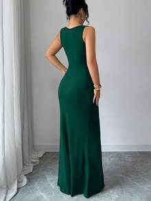 Selianne Đầm hè gợi cảm mới, đầm đen, cổ vuông kiểu Pháp, viền corset giả, dáng đuôi cá, thiết kế xếp ly eo, đầm đuôi cá, đầm dự tiệc cưới, thích hợp cho kỳ nghỉ, hẹn hò, tiệc tùng, ngày Valentine, đám cưới. - Màu xanh lá cây đậm - Xem 3