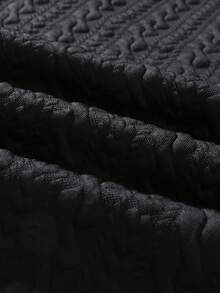 EGENSIO Men's Jacquard Textured Knit Polo Shirt With Ribbed Collar And Cuffs - Black - View 7
