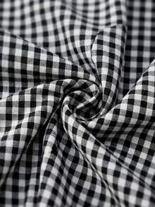 EMERY ROSE Quần nữ kẻ caro gấu nhún bèo, kiểu dáng thường ngày đa năng. - Đen và trắng - Xem 7