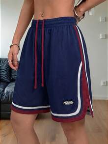 Coolane Pantalones cortos deportivos negros de malla transpirable para mujer, ropa deportiva de primavera/verano - Azul - Ver 3
