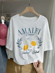 Comfortcana Plus Size Solid Color Drop Shoulder Casual Short T-Shirt - White - View 3