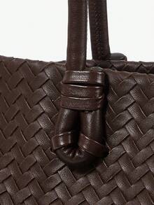 MUSERA 女士单肩包，流浪包，编织压纹PU包，时尚，优雅，简约，个性，百搭，经典，适合通勤、办公、约会、日常、购物、下午茶等场合 - 棕咖色 - 查看 4