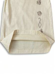 Women's Embroidered Wide Leg Pants, Casual Vacation Style, Spring/Summer - Apricot - View 3