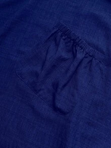 Maweii 大码女式优雅休闲百搭纯色连衣裙，荷叶边下摆，实用口袋，适合休闲外出、姐妹下午茶、日常休闲穿着，春夏皆宜。 - 寶藍色 - 查看 7