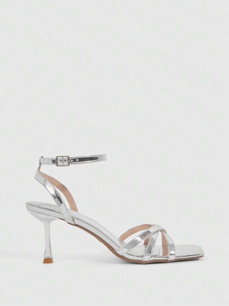 CUCCOO SZL Sexy New Summer Gold Criss-Cross Strap Fashionable Charming Sexy Women's High Heel Sandals, Slim Strap Square Toe Stiletto Heels Open Toe Sandals Spring Shoes