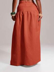 MUSERA Váy maxi cạp thấp buộc dây bên hông, kiểu dáng gợi cảm, thích hợp cho kỳ nghỉ hè, lễ hội, đi biển, lãng mạn, thanh lịch, dự tiệc, mùa xuân. - trái cam - Xem 4