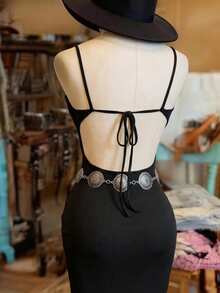 Women's Open Shoulder Hollow Out Bodycon Party Dress, Suitable For Gatherings - Black - View 5
