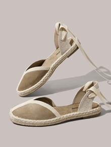 Styleloop Women's Beach Vacation Style Tie-Up Flat Sandals - Khaki - View 2