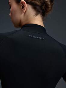 Powerista Women's Casual Sports Zip-Up Half-Zip Short Sleeve Jacket - Black - View 5
