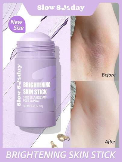 Barra iluminadora para la piel SlowSunday, cuidado corporal, con vitamina C, vitamina E y niacinamida, mejora el aspecto apagado, hidratante e iluminador, suaviza la piel, uniforma el tono de piel, para axilas, rodillas, codos y línea del bikini, tamaño de viaje, cosmética coreana, Y2K, apto para el verano