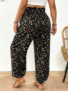 SHEIN Frenchy Plus Size Casual Allover Print Drawstring Pants - Multicolor - View 2