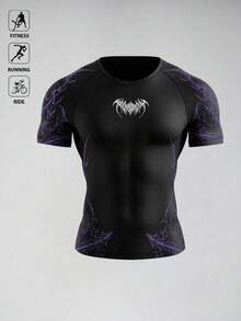 GymBeat Men's Gothic Print Short Sleeve Casual Fitness Workout T-Shirt - Multicolor - View 3