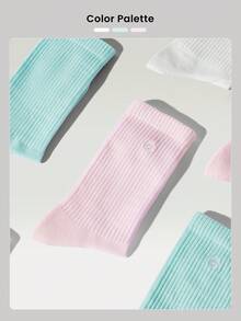 GLOWMODE 3双装袜子，柔软透气网眼面料，带刺绣Logo，适合健身房日常穿着。 - White+Pink+Blue - 查看 7