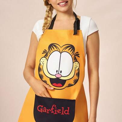 GARFIELD | SHEIN 1 chiếc tạp dề đầu bếp in hình dễ thương, thoải mái và mềm mại, phù hợp cho cả nam và nữ, dùng để làm bánh, nấu nướng, dọn dẹp, làm quà tặng.