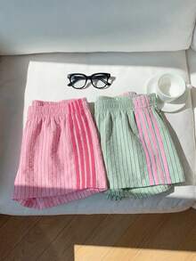 Comfortcana 2条装女士夏季撞色抽绳短裤，适合日常通勤、约会、派对、秋冬夏三季、圣诞节、新年、感恩节、婚礼、海滩、毕业典礼、时尚、优雅、休闲、外出、约会、预订、通勤、闪亮、情人节、优雅、度假、休闲、Y2K、外出、毕业典礼 - 彩色 - 查看 7