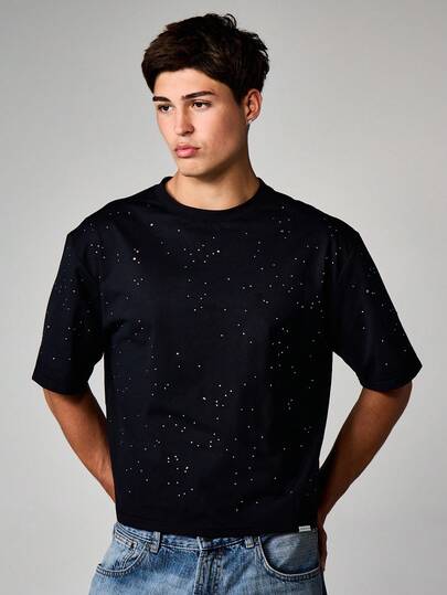 SUMWON Oversized Sparkle Dots Short Sleeve Crew Neck T-Shirt Casual Streetwear Summer Fashion Tee Regular Fit