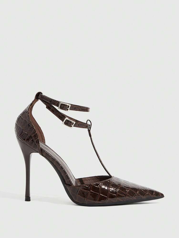 CUCCOO SZL Women's Casual Fashionable Simple Ankle Strap Pointed Toe High Heels, Summer