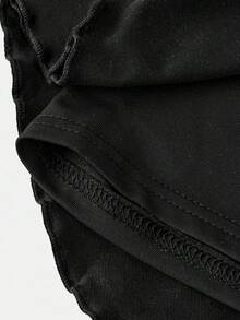 SHEIN Young Girl Summer Solid Color High Waist Sportswear - Black - View 5
