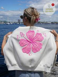 SHEIN EZwear 女士休闲简约印花圆领宽松轻薄夏季卫衣，适合度假、夏季、日常通勤、约会、派对、圣诞节、新年、感恩节、婚礼、海滩、毕业典礼、时尚、优雅、休闲、外出、约会、预订、通勤、闪亮、情人节、优雅、度假、休闲、Y2K、外出、毕业典礼等场合。 - 白色 - 查看 1
