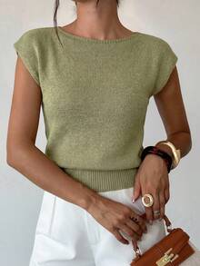 Firerie Áo len không tay dáng rộng, thanh lịch, đa năng, thích hợp mặc đi chơi hoặc đi học vào mùa thu/đông. - màu xanh lá - Xem 6