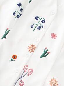 GlowEve Women's White V-Neck Cardigan With Embroidered Floral Pattern - White - View 5
