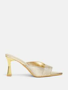 Glitzique Women's Niche Pointed Toe Woven Strap High Heel Mule Sandals (Packaged) - Gold - View 4