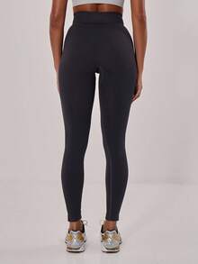 Musera Sport Ribbed High Waist Seamless Active-Wear Leggings Workout Clothes Running Gym Daily Gym Fitness Yoga Pilates Casual - Navy Blue - View 5