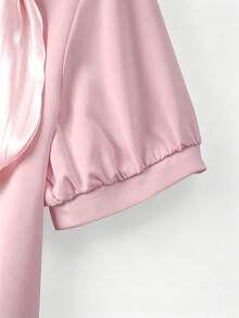 GlowEve CURVE Áo sơ mi satin thắt nơ cỡ lớn dành cho nữ, áo sơ mi voan trắng dáng rộng thanh lịch mùa hè mới dành cho nữ. - Bụi hồng - Xem 3