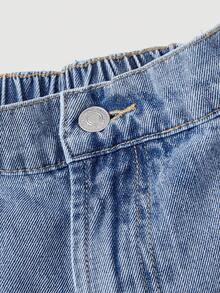 Sweetra Quần short denim màu sáng, kiểu dáng thường ngày, đa năng dành cho nữ, cỡ lớn. - Rửa nhẹ - Xem 3