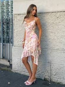 MainGRL 女士印花网纱吊带裙 - 彩色 - 查看 3