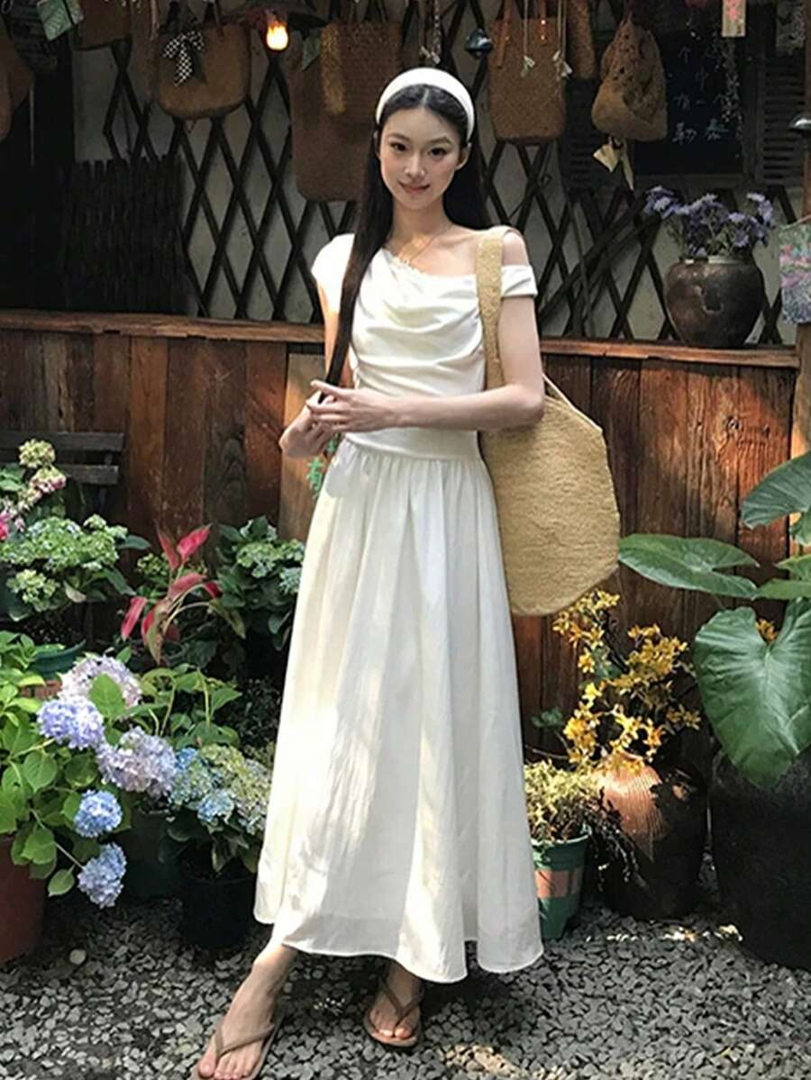 INAWLY Đầm ren trắng, kiểu Pháp thanh lịch, tôn dáng, đầm hè cao cấp dành cho nữ. - trắng - Xem 1