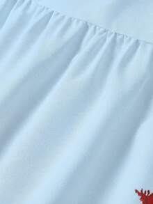SHEIN MOD 大码女式波西米亚风露肩印花连衣裙，浪漫 - 淺藍色 - 查看 3