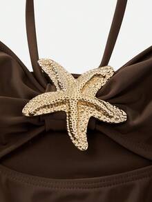 Swim Oasis Women's Beach Vacation One-Piece Swimsuit & Skirt Set - Brown - View 6