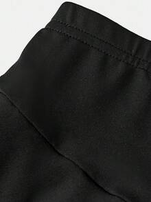 SHEIN Young Girl Summer Solid Color High Waist Sportswear - Black - View 6
