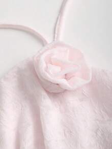 Sweetra 女士3D立体花卉装饰系领休闲百搭衬衫，适合约会和外出穿着 - 淺粉色 - 查看 5