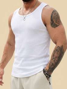 DAZY Camiseta de tirantes blanca de corte slim para hombre, verano - Blanco - Ver 3