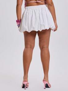 MUSERA Plus Size Broderie Anglaise Puffball Mini Skirt Spring Summer Festival Holiday Vacation Cute Sexy Party Wedding Guest Y2k Euphoria - White - View 5