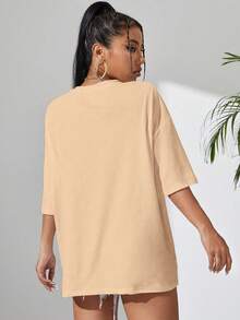 Sundraya Crew Neck Drop Shoulder T-Shirt - Persimmon 3 - View 2