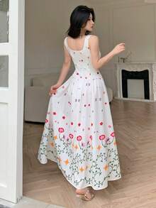 Celisse 女士印花连衣裙，度假风 - 白色 - 查看 2