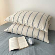 Joivida 3pcs 100% Polyester Vintage Boho Style Ins Minimalist Stripe Printed Duvet Cover Set, 2 Pillowcases + 1 Duvet Cover (No Fitted Sheet, No Inner Core), All-Season Available, Machine Washable - Endless Grey - View 9