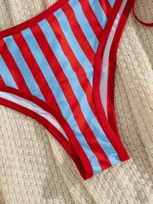 Swim Vcay Bộ đồ bơi cỡ lớn dành cho nữ, mẫu mới Xuân/Hè 2026, họa tiết sọc đỏ và xanh ngẫu nhiên, thích hợp mặc đi biển. - Nhiều màu - Xem 3