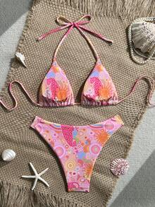 Swim Vcay Women's Sexy Halter Neck Beach Vacation Bikini 2 Pieces Swimsuit, Summer Zestiva Swimsuit - Multicolor - View 2