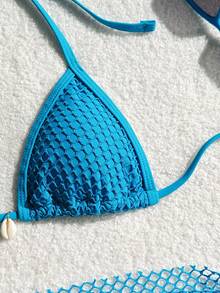 SHEIN Swim Women Bikini Set, Minimalist Fashion Casual Everyday Wear Summer - Blue - View 5